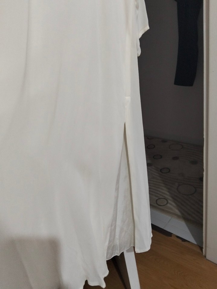 Uzun Beyaz Bohem Kadın Elbise - Görsel 5