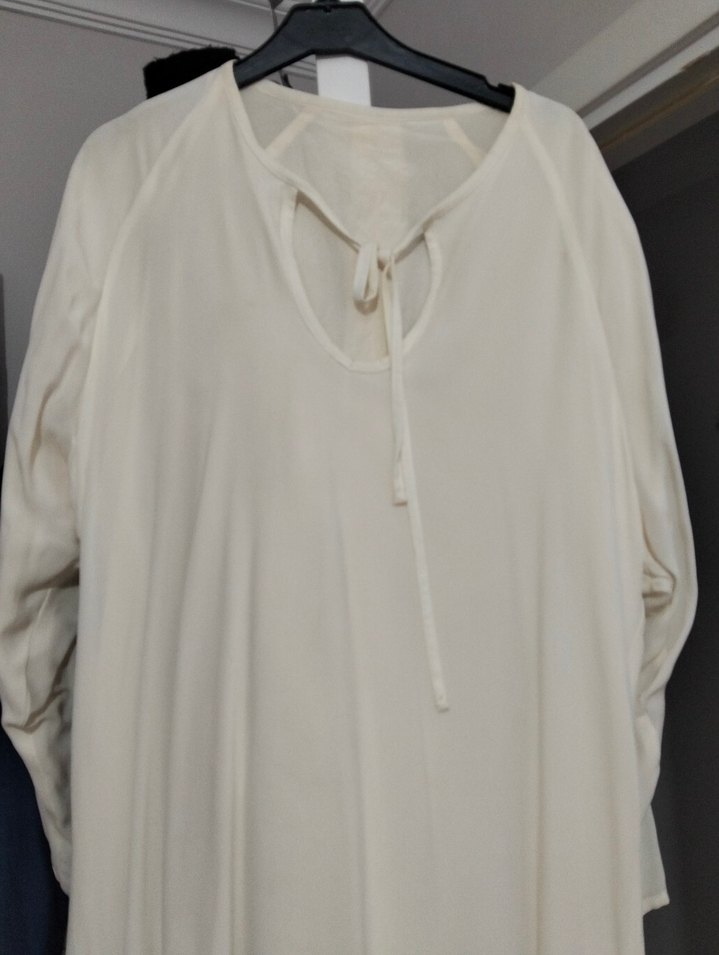 Uzun Beyaz Bohem Kadın Elbise - Görsel 2