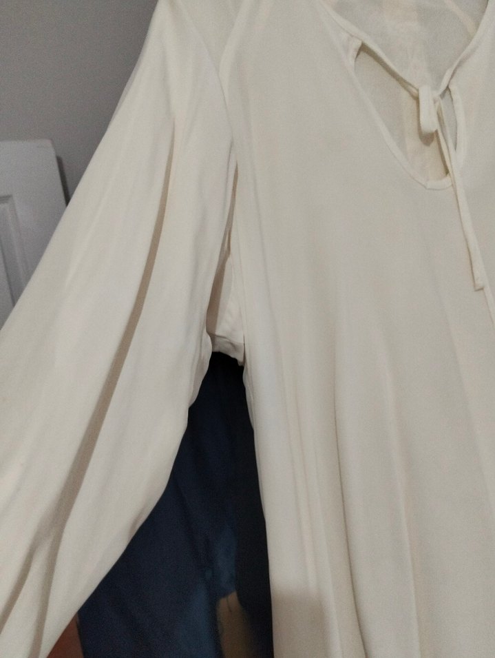 Uzun Beyaz Bohem Kadın Elbise - Görsel 3