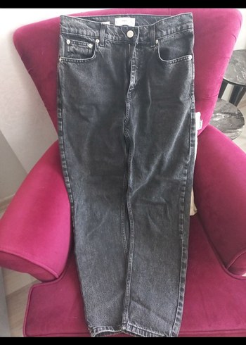Gri Bol Kesim Denim Kadın Jean