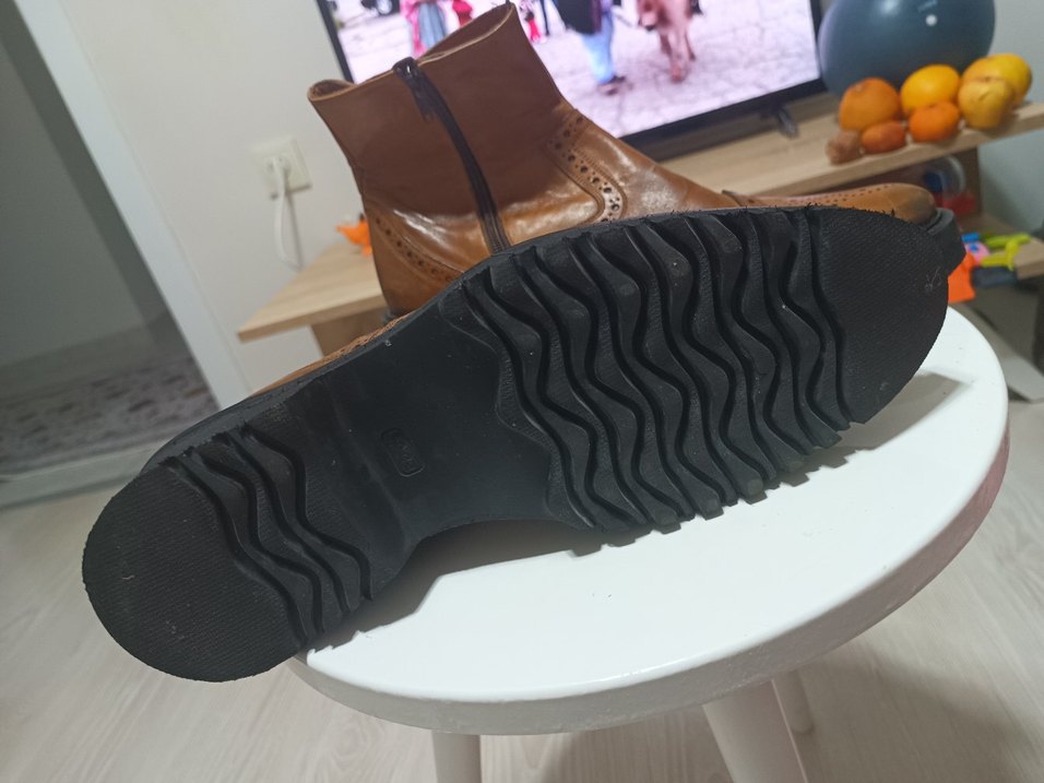 Yeni Sifir Klasik Kosele Kahverengi Deri Erkek Bot - Görsel 4