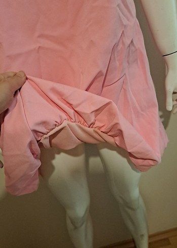 Pembe Mini Kolsuz Rahat Kesim Elbise - Görsel 3