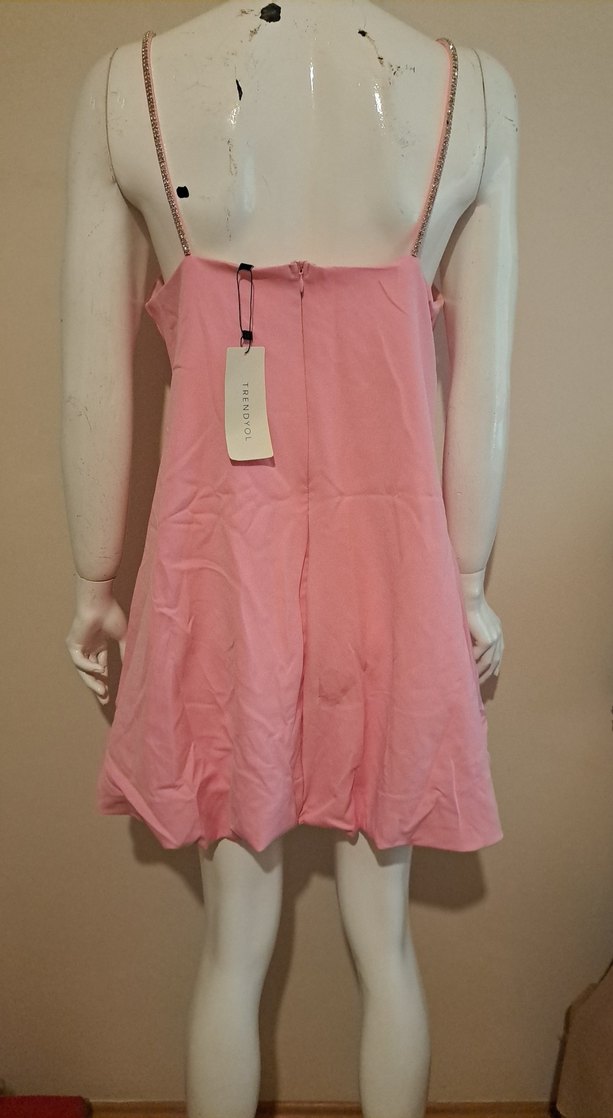 Pembe Mini Kolsuz Rahat Kesim Elbise - Görsel 4