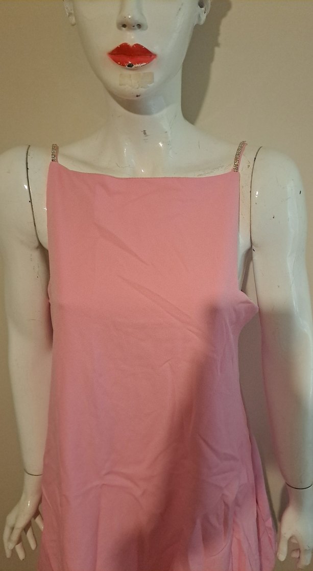 Pembe Mini Kolsuz Rahat Kesim Elbise - Görsel 2