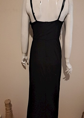 Siyah Drapeli Yılan Desenli Uzun Elbise - Görsel 6