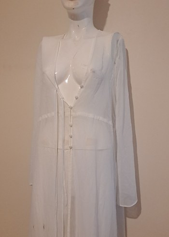 Beyaz Bohem Uzun Kadın Elbise - Görsel 2