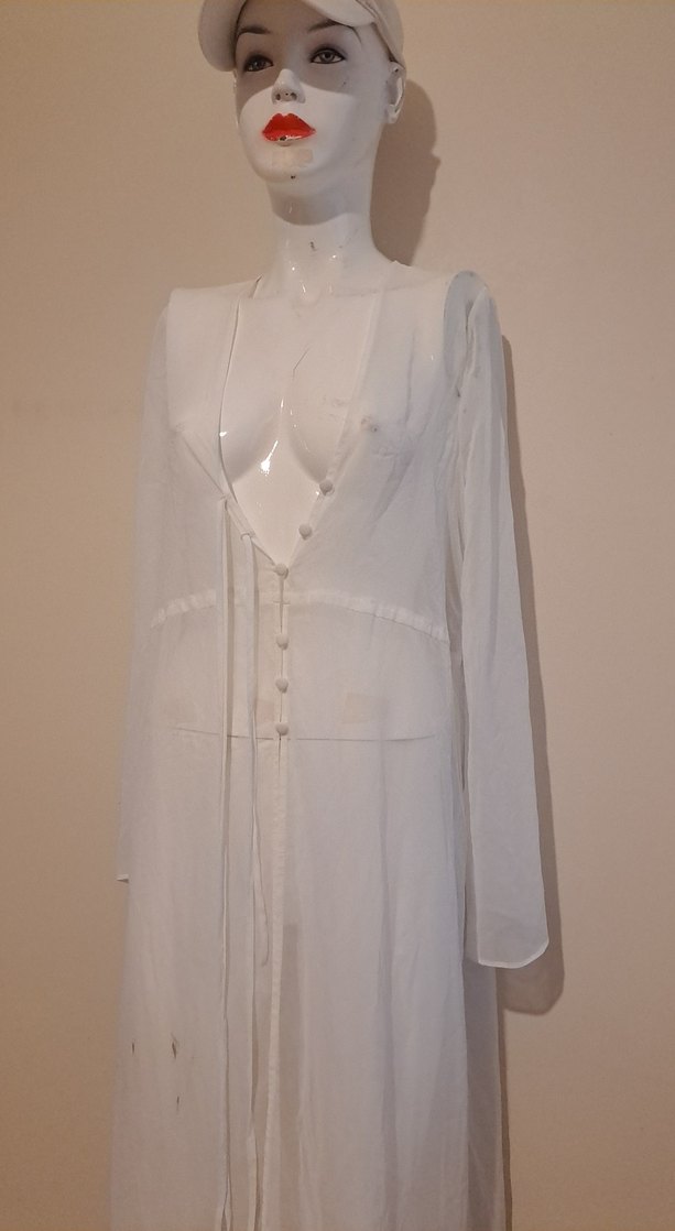 Beyaz Bohem Uzun Kadın Elbise - Görsel 2