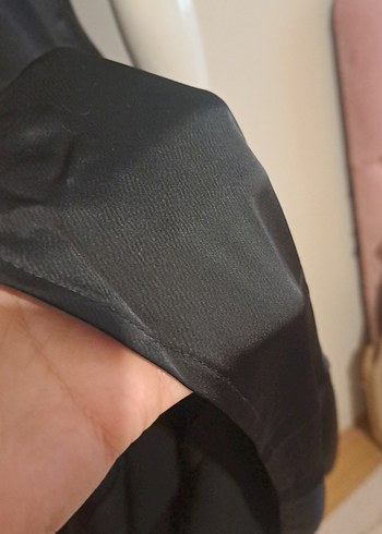 Siyah Drapeli Uzun Askısız Kadın Elbise - Görsel 6