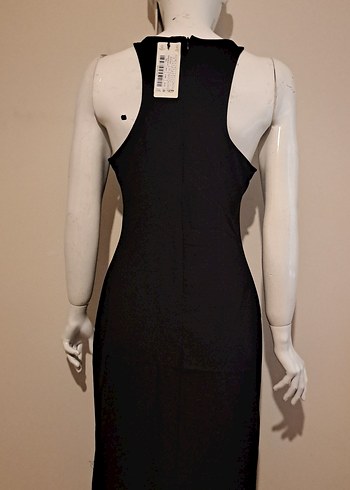 Boncuk İşlemeli Siyah Uzun Abiye Elbise - Görsel 3