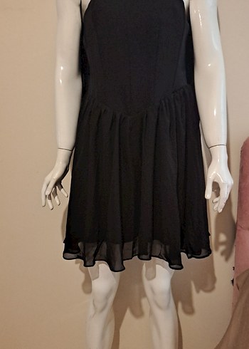 Askılı Siyah Midi Gotik Elbise - Görsel 2