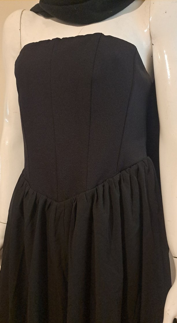 Askılı Siyah Midi Gotik Elbise - Görsel 3