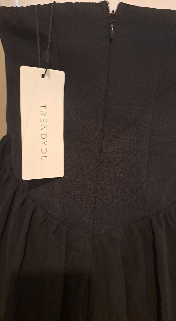 Askılı Siyah Midi Gotik Elbise - Görsel 5