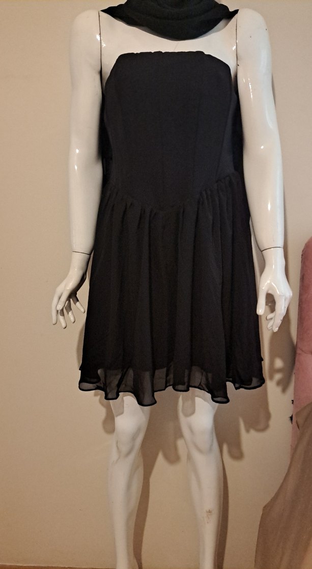 Askılı Siyah Midi Gotik Elbise - Görsel 2