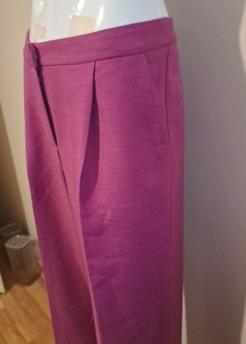 Bordo Kadın Kumaş Pantolon Pilili - Görsel 2