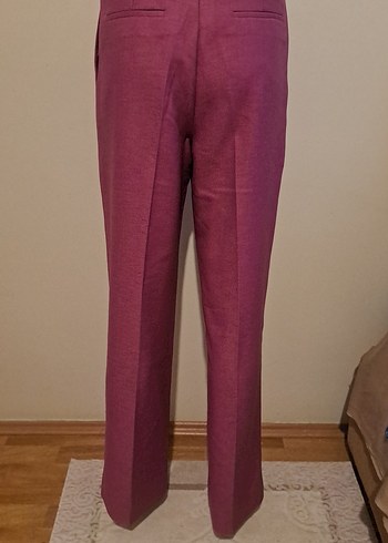 Bordo Kadın Kumaş Pantolon Pilili - Görsel 3