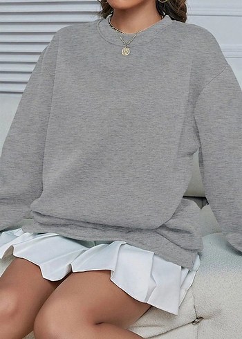 Gri Kadın Salaş Sweatshirt