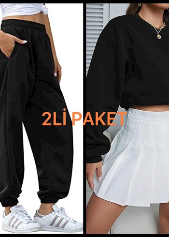 Siyah Kadın Eşfoman Altı ve Sweatshirt