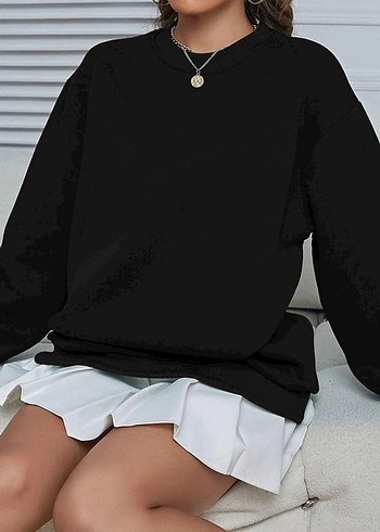 Siyah Oversize Kadın Sweatshirt