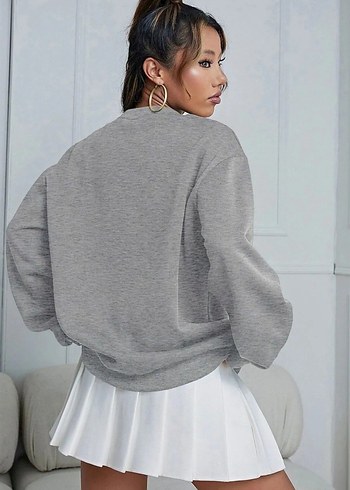 Diğer Gri Oversize Kadın Sweatshirt