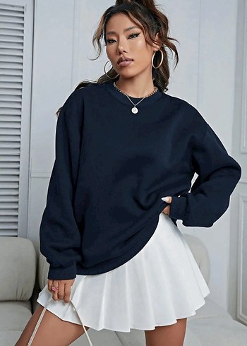 Siyah Oversize Kadın Sweatshirt