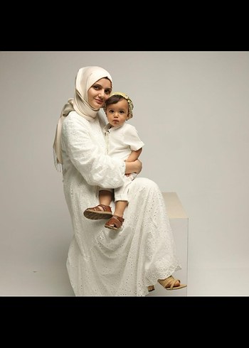 Dantel Detaylı Beyaz Uzun Salaş Elbise - Görsel 11