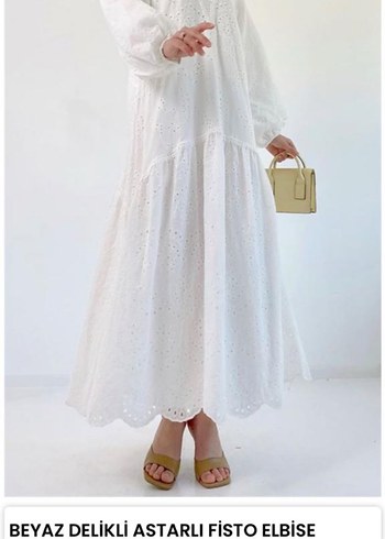 Dantel Detaylı Beyaz Uzun Salaş Elbise - Görsel 9