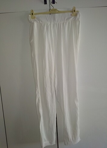 Diğer Yazlık efil efil cepli beyaz bol pantolon 