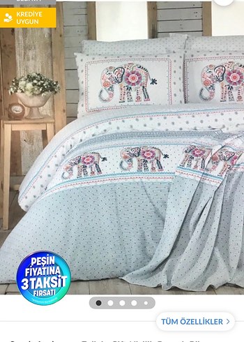 Nakışlı Gri Pastel Nevresim Takımı çift kişilik