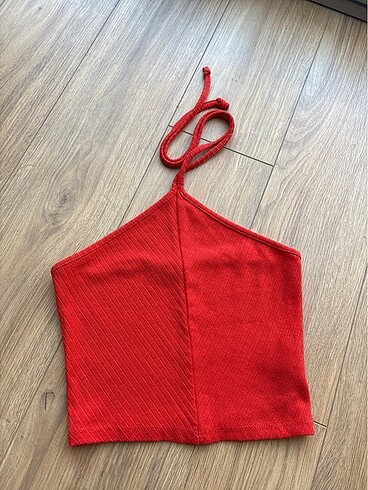 Bershka Turuncu halter yaka crop