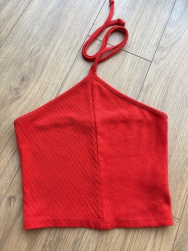 s Beden Turuncu halter yaka crop