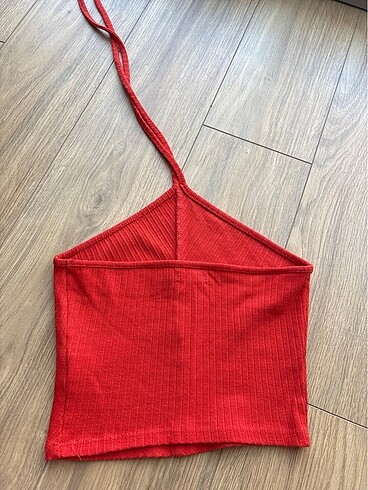 s Beden turuncu Renk Turuncu halter yaka crop