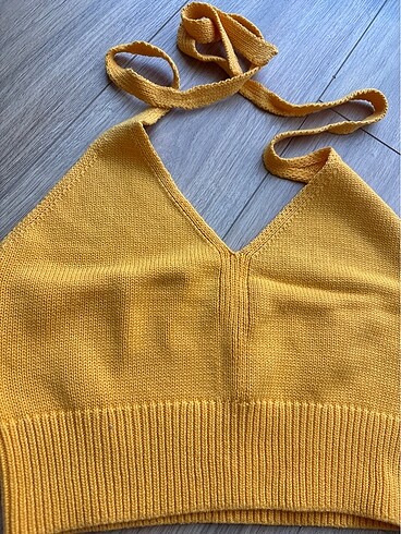 s Beden Turuncu Örme crop