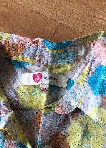 36 Beden çeşitli Renk Renkli Tie-Dye Düğmeli Uzun Kollu Gömlek