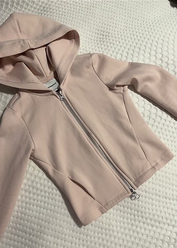 Fermuarlı Pembe ceket crop - Görsel 2