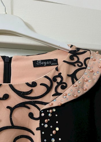 Dantel Detaylı Siyah Uzun Kadın Abiye Elbise - Görsel 3