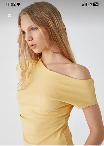 Sarı Mini Straplez Kadın Bluz - Görsel 2