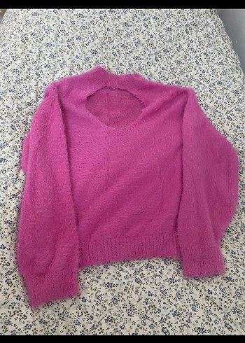 Pembe Bohem Örgü Kadın Kazak - Görsel 3