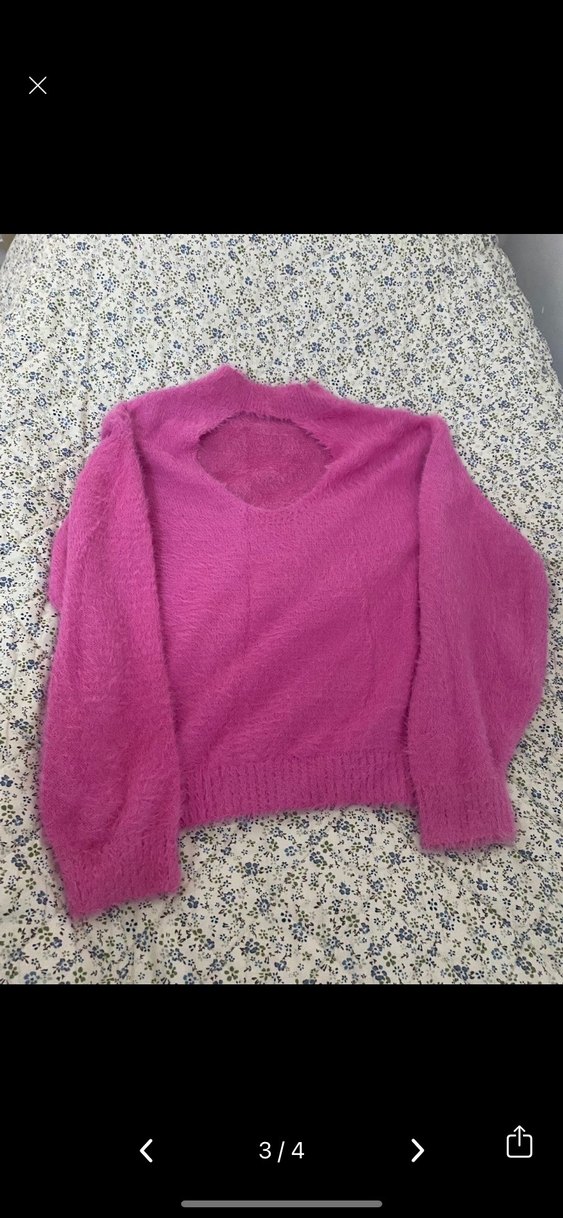 Pembe Bohem Örgü Kadın Kazak - Görsel 3