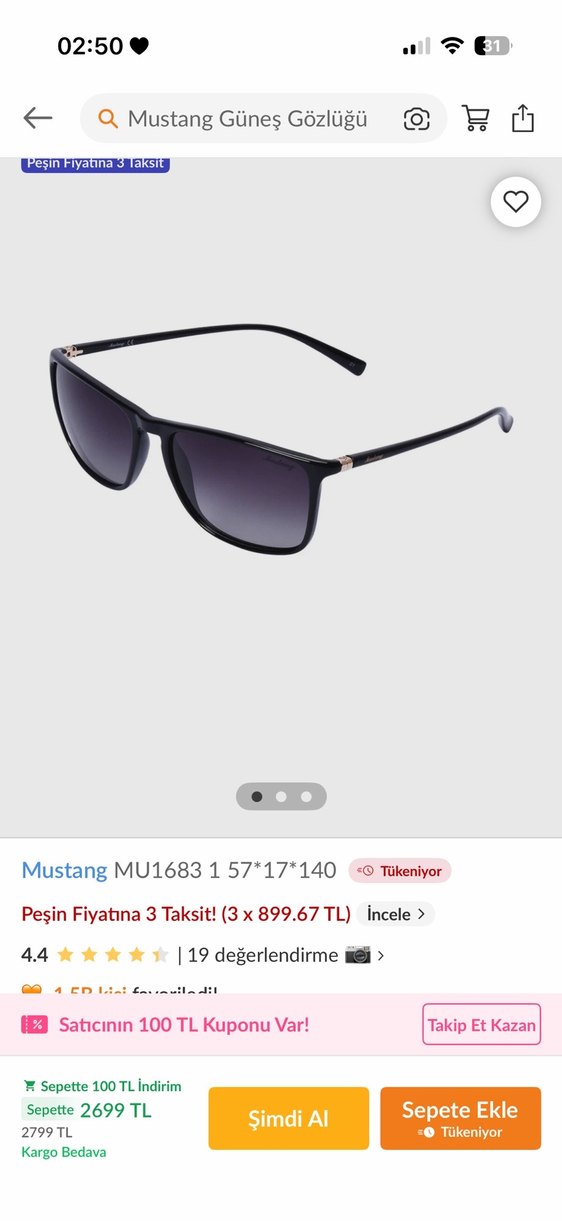 Mustang güneş gözlüğü - Görsel 4