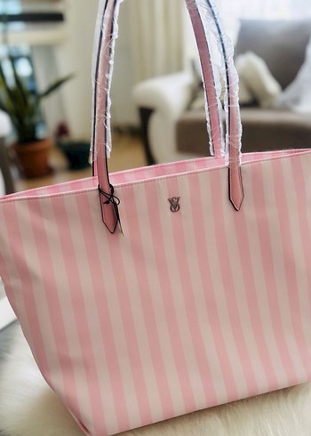 Beden pembe Renk Victorias Secret Pembe Çizgili Kadın çanta