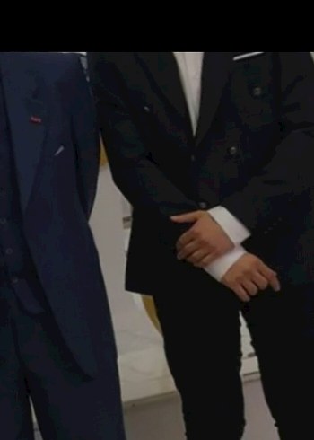 l Beden Siyah Erkek Düğmeli Kruvaze Takım Elbise