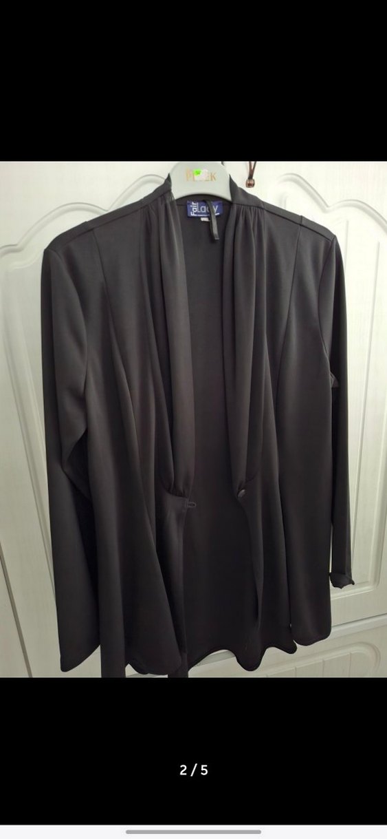 Siyah Drapeli Midi Hamile Ceketi - Görsel 2