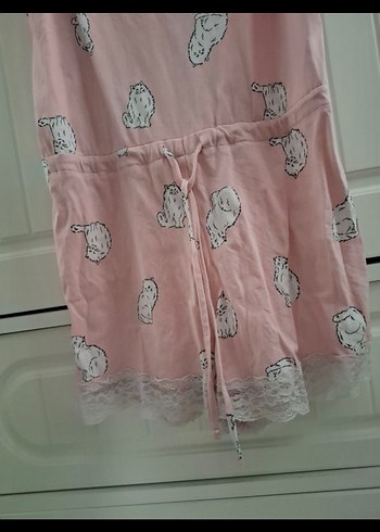 Pembe Desenli Kadın Tulum Pijama - Görsel 4