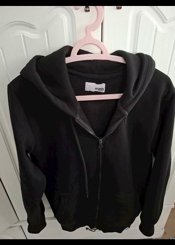 Siyah Kapüşonlu Fermuarlı Erkek Sweatshirt - Görsel 2