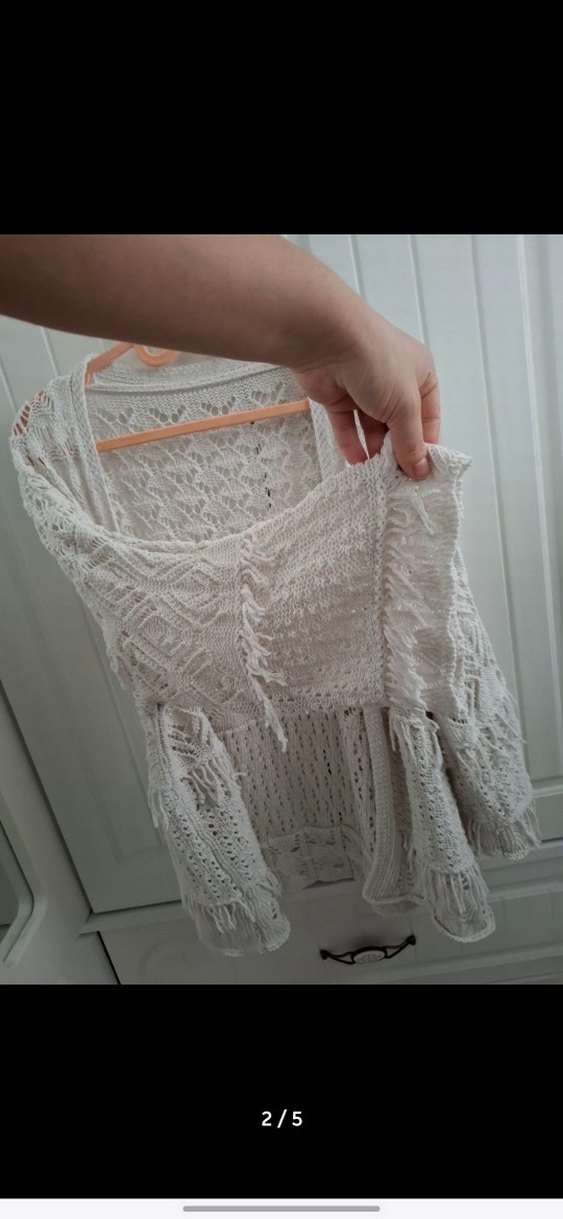 Kadın Bej Örgü Bohem Hırka - Görsel 5