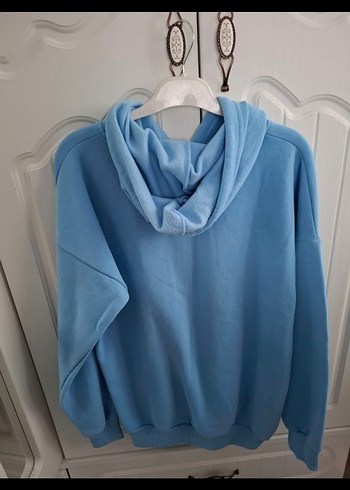 Mavi Kapüşonlu Kadın Sweatshirt - Görsel 2