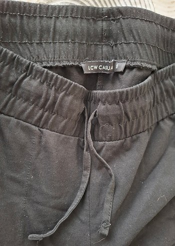 Kadın Siyah Keten Midi Bol Paça Pantolon - Görsel 3