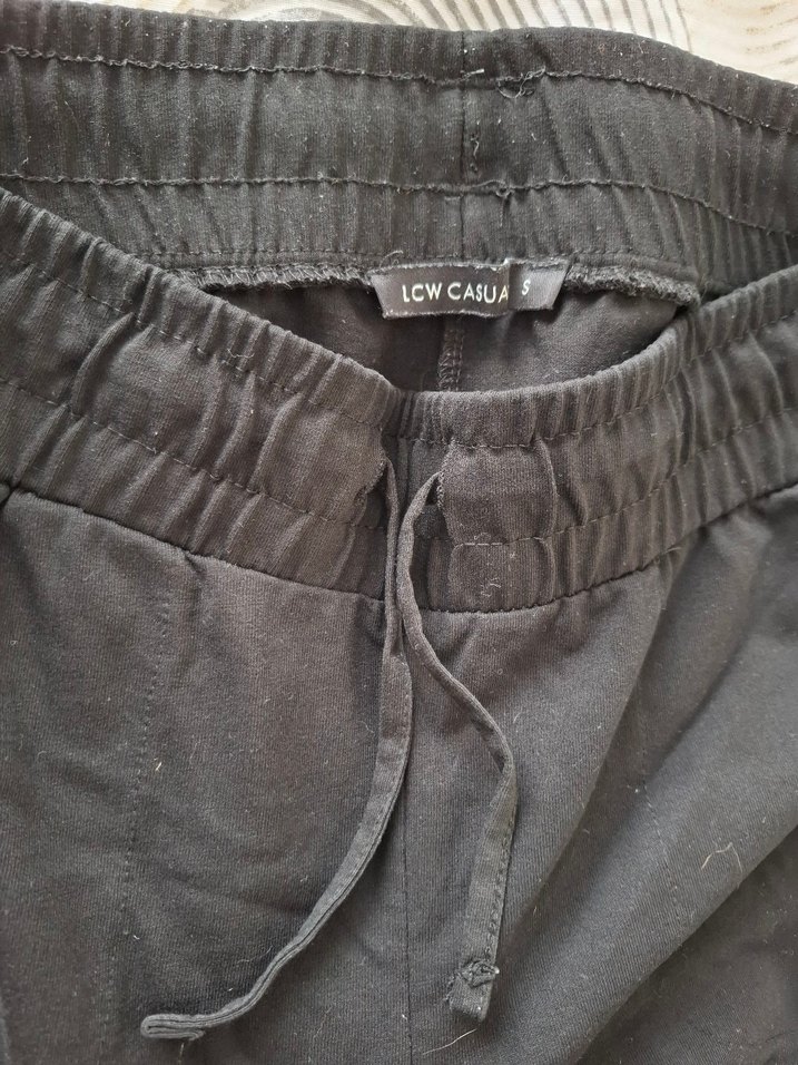 Kadın Siyah Keten Midi Bol Paça Pantolon - Görsel 3