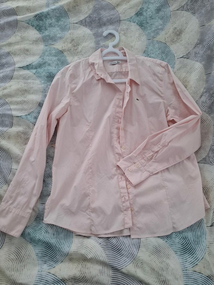 Lacoste Pembe Keten Düğmeli Kadın Gömlek - Görsel 2