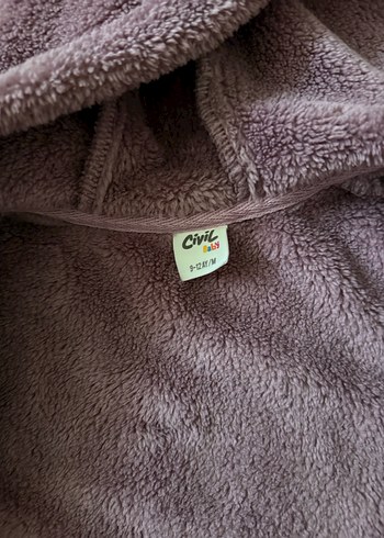 Kız bebek Kapüşonlu Düğmeli Mor Mont - Görsel 2